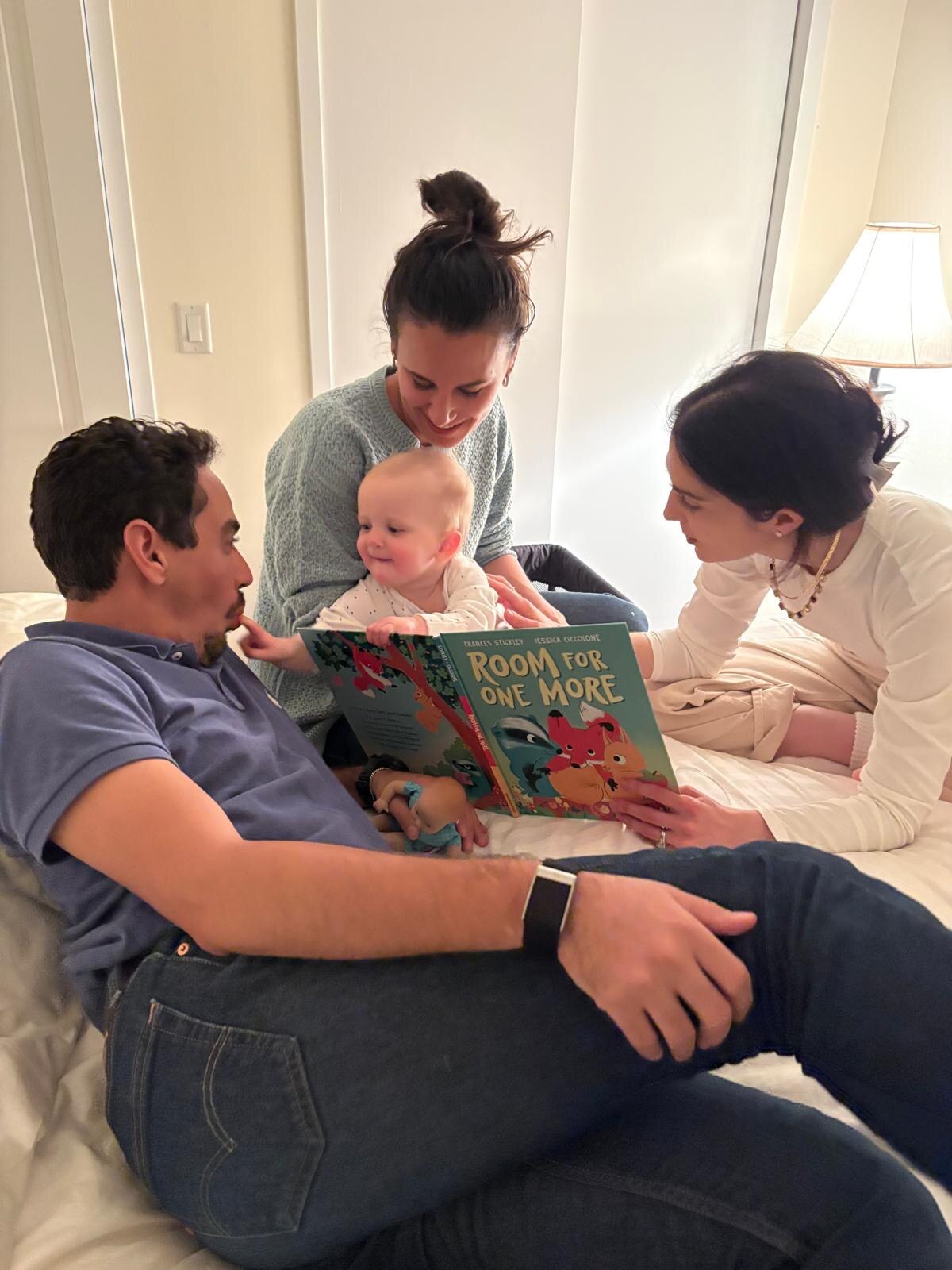 Reading a story to Amira