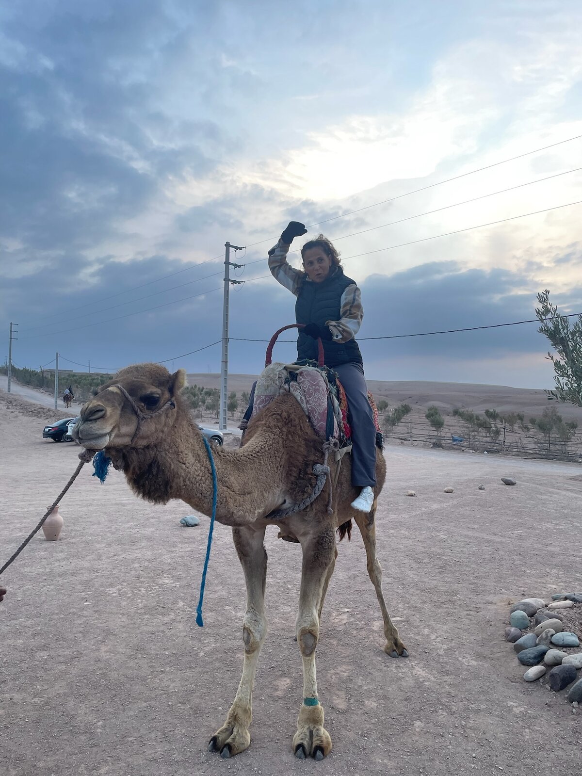 A camel ride at dusk in the Agafay desert