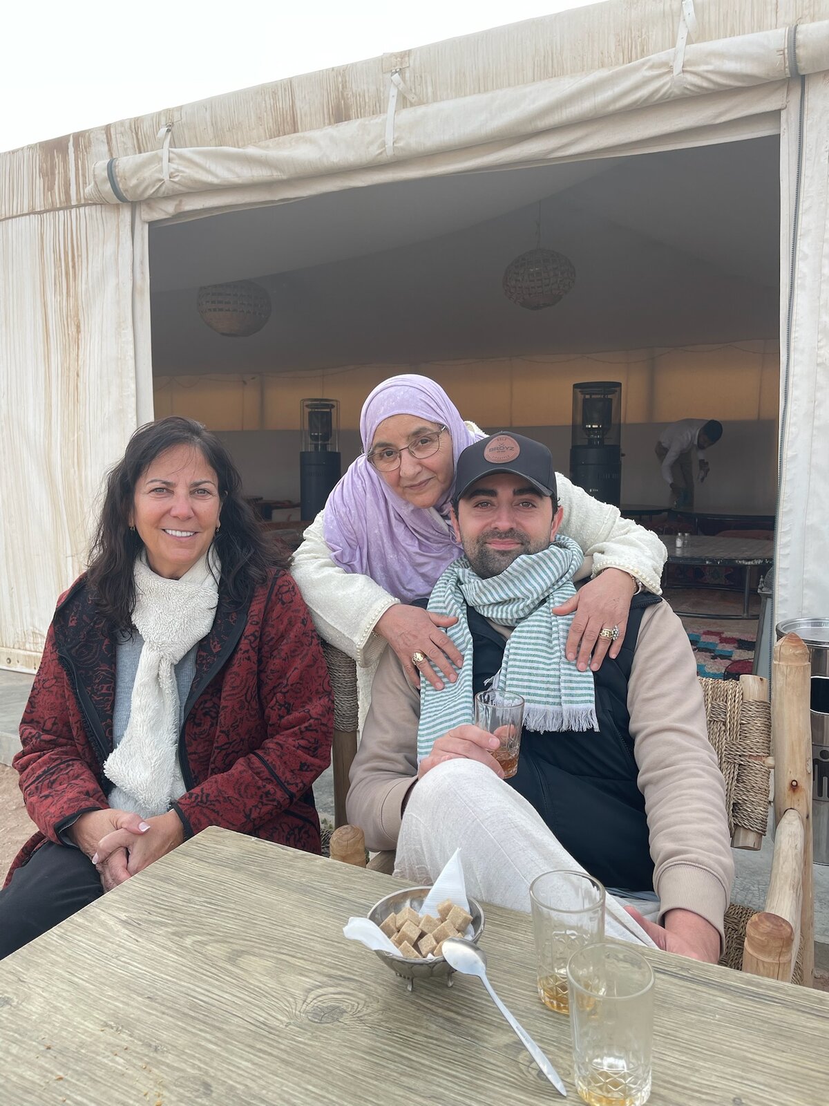 Mint tea in a Bedouin tent with family